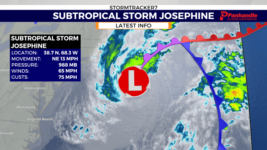 Subtropical Storm Josephine forms off the East Coast