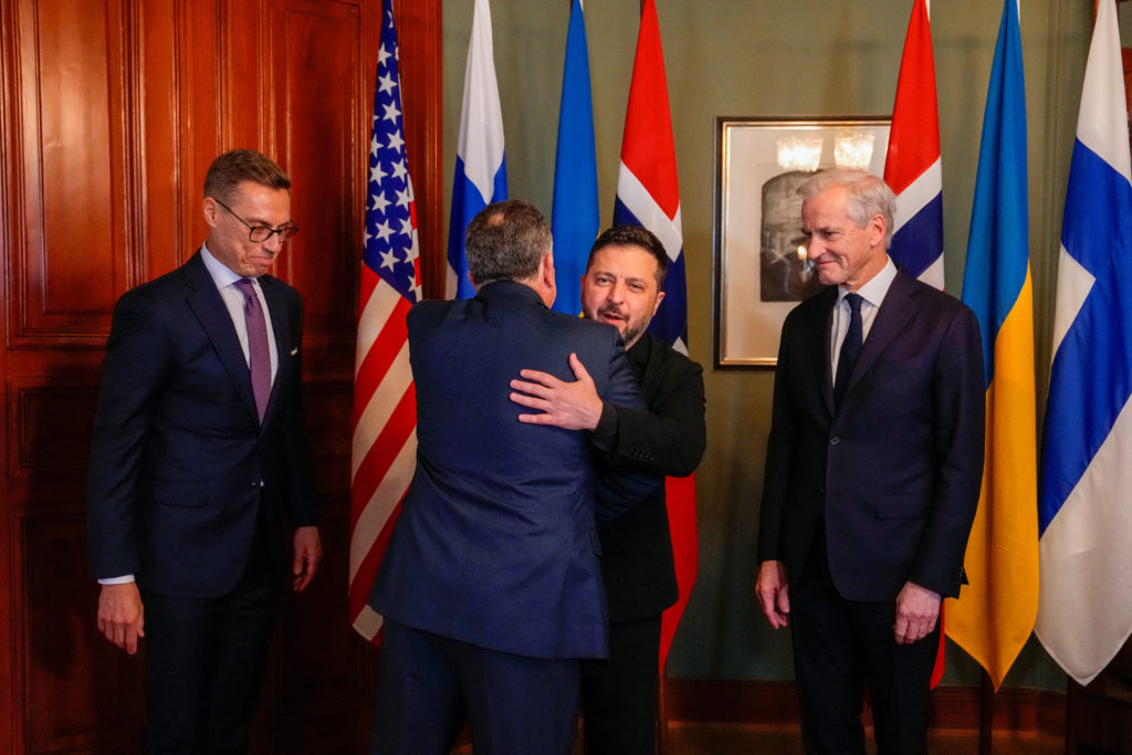 Russian missile and drone blitz kills 9 in Ukraine as Zelenskyy meets U.S. and European officials in Norway