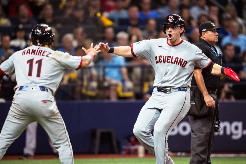 Chase DeLauter and José Ramírez lead the Guardians to a 7-3 win over the Rays in Game 1 of the ALCS