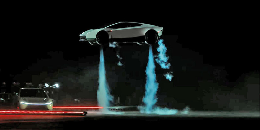 Elon Musk shows off ‘flying’ Tesla Roadster after years of delays