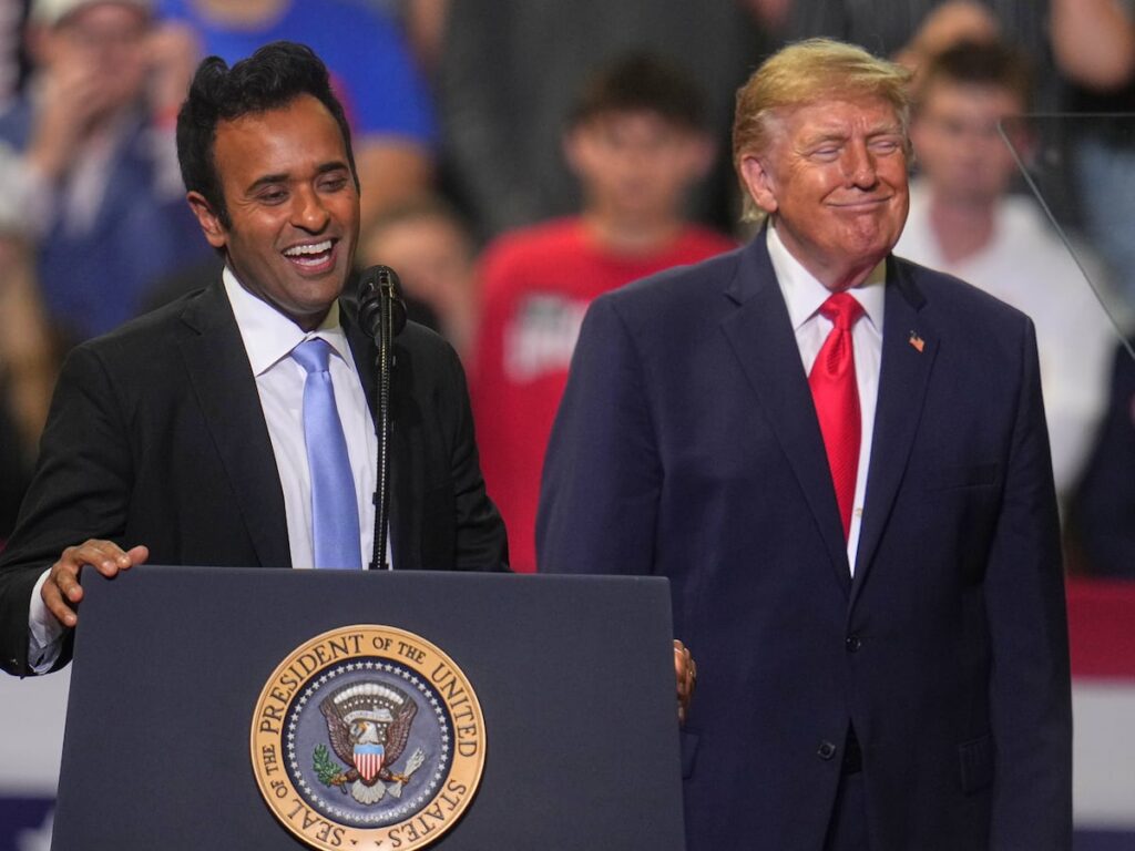 The Latest: Trump backs Vivek Ramaswamy on ad featuring Amy Acton’s estranged mother
