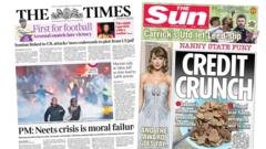 'Neets crisis is moral failure' and 'Credit crunch'