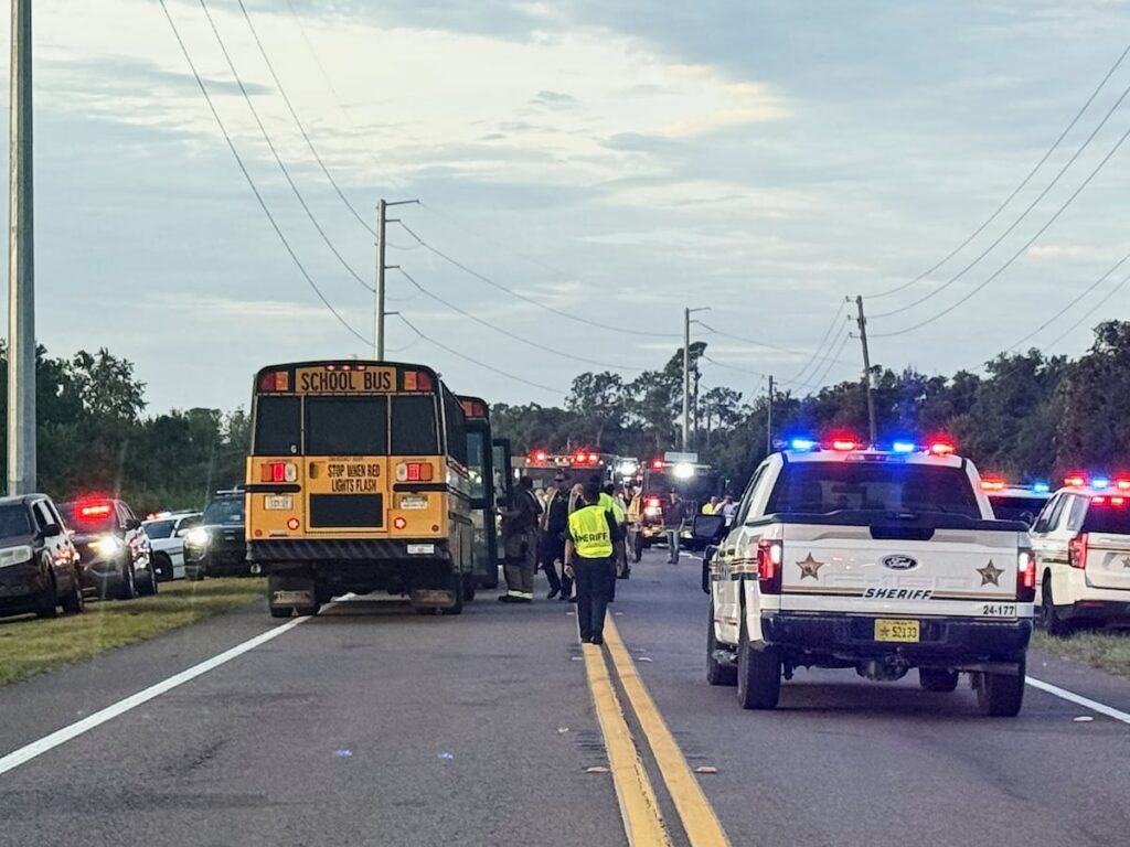 2 people killed, including a student, after Florida school bus rolls over in crash, sheriff says
