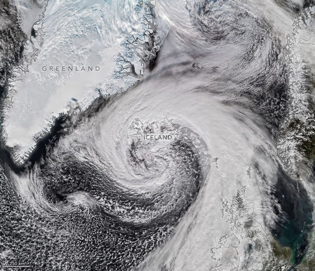 Extratropical Cyclone Whips Past Iceland