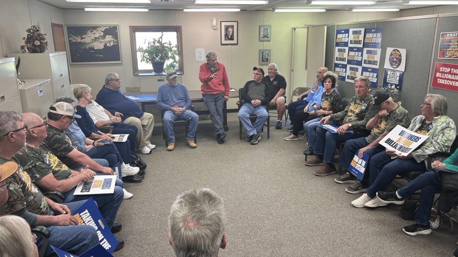 Sherrod Brown speaks to voters during Martins Ferry campaign stop